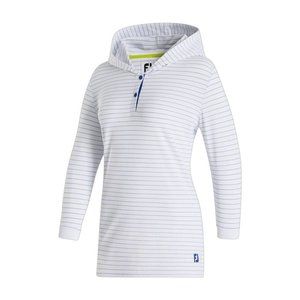 FootJoy 3/4 Sleeve Pinstripe Hoodie Women’s Medium White Blue